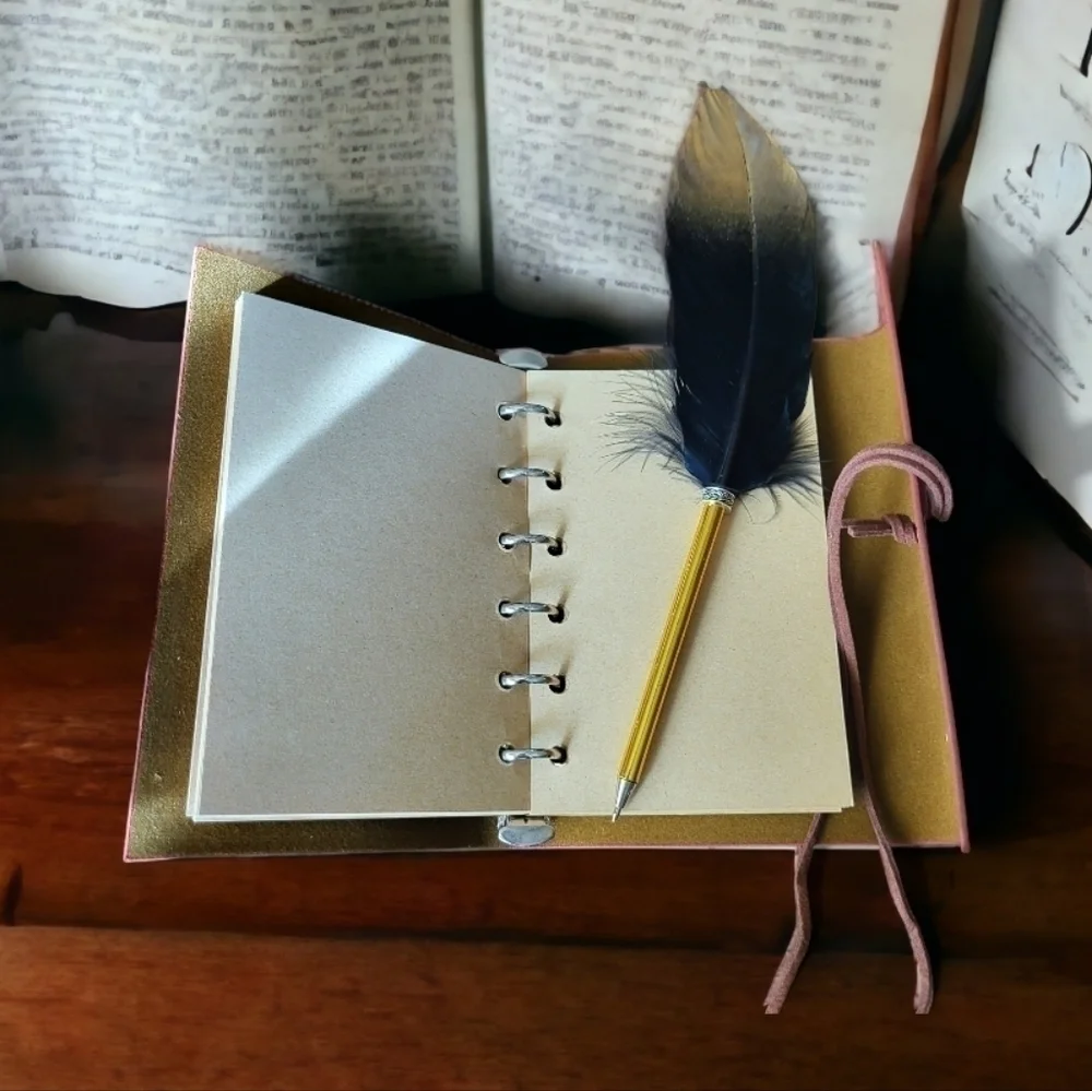 Eco leather journal W quill pen NWT